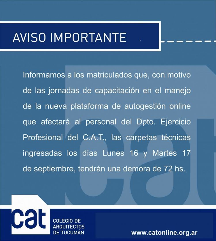 Aviso importante - Jornadas de Capacitación del Personal C.A.T. AVISO_IMPORTANTE_JORNADAS_DE_CAPACITACION