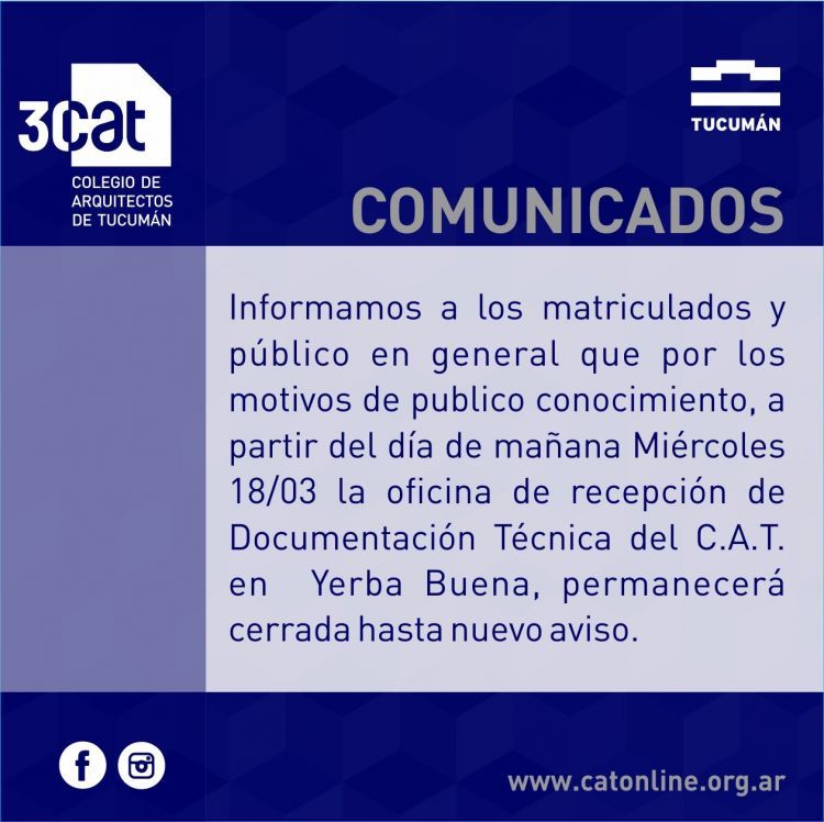 Comunicados: Oficina CAT Yerba Buena cerrada YB_CERRADO