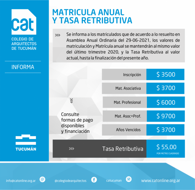 Matriculación y Habilitaciones anuales VALORES_DE_MATRICULA_Y_TASA_RETRIBUTIVA