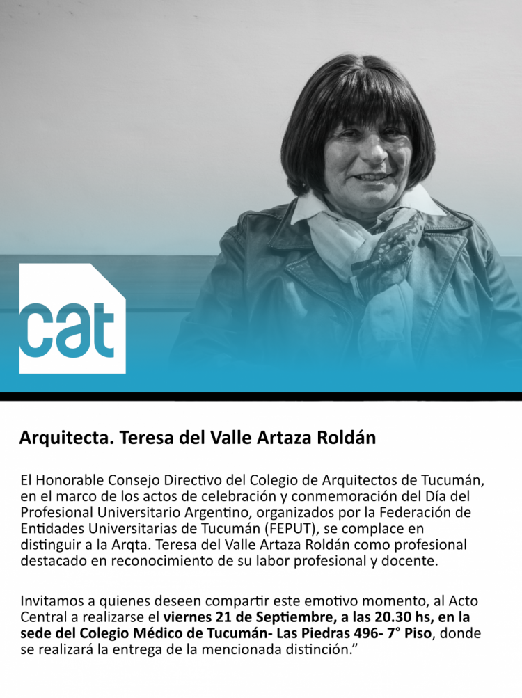 Profesional destacada: Arqta. Teresa del Valle Artaza Roldán DISTINCIyiN_ARQ