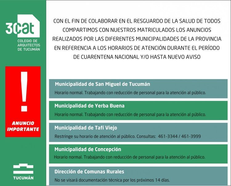 Anuncio Importante! - Horarios de atención Municipalidades ANUNCIO_IMPORTANTE_1